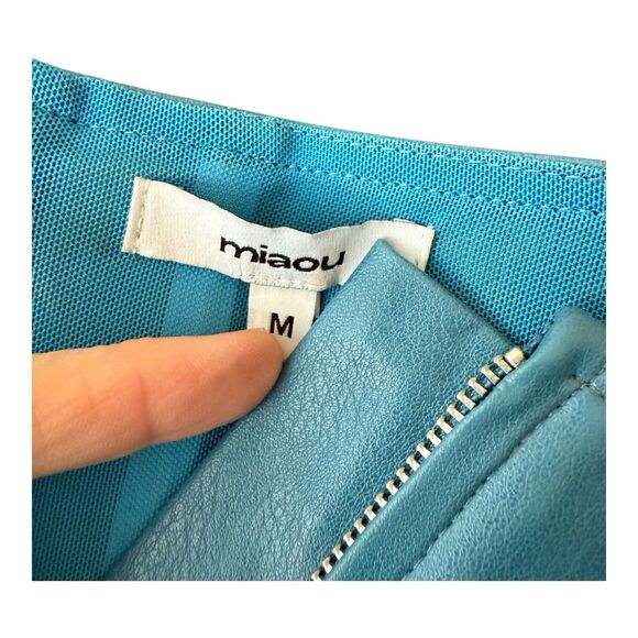 MIAOU Strapless Corset Size Medium Blue Vegan Leather Zipper Top - Picture 5 of 7
